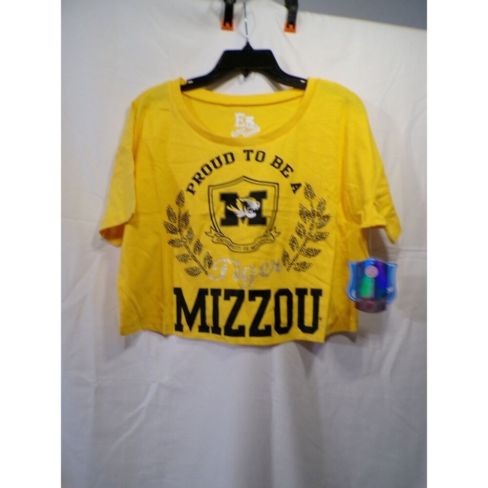 E5 College Classics Women's Mizzou Missouri Tigers Cropped T-Shirt S Yellow